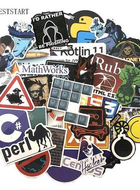 72Pcs/pack Programmer Stickers Hacker Stickers For Laptop A