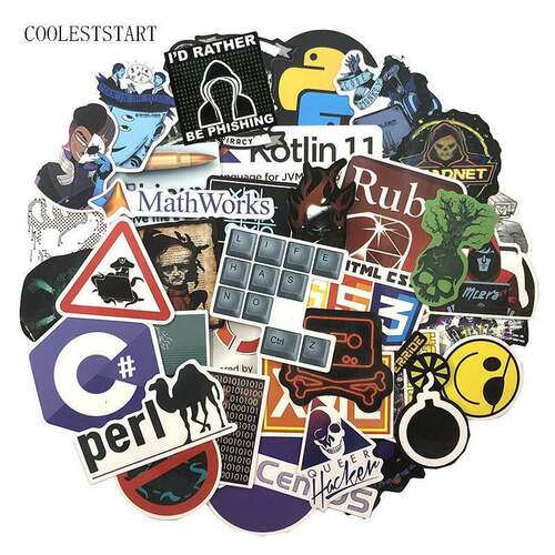 72Pcs/pack Programmer Stickers Hacker Stickers For Laptop A