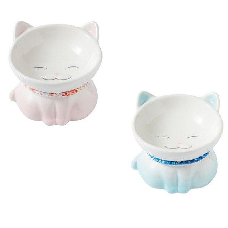 Ceramic Cat and Dog Bowl Overhead Plate Neck Guard