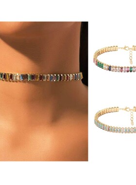 Fashion nd Colour Rhinestone Shiny Choker Neck Chain Womens