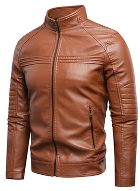 Men 2022 Spring Brand New Causal Vintage Warm Fleece Leather