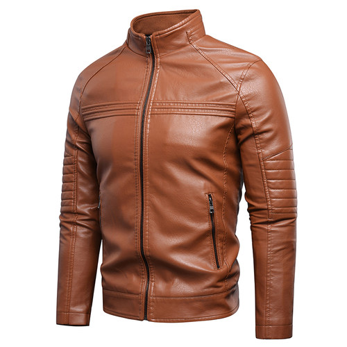 Men 2022 Spring Brand New Causal Vintage Warm Fleece Leather
