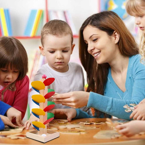 Wooden Educational Toys Rainbow Ball Drop Toy Toddlers Drop