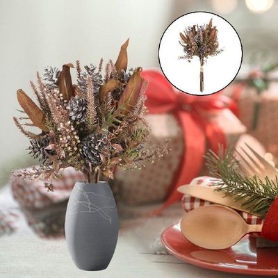 Artificial Plant Bouquet Plastic Bunch Acorns Pine Cones for
