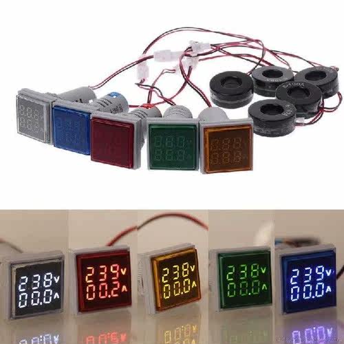 Persegi LED Digital Dual Display Voltmeter & Ammeter