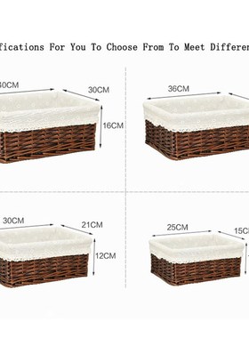 4 Sizes Handmade Rattan Storage Baskets Household Items Snac