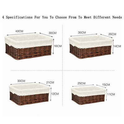 4 Sizes Handmade Rattan Storage Baskets Household Items Snac