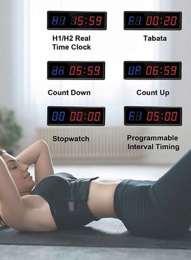 Gym Timer,LED Interval Timer Digital Countdown Wall Clock Fi