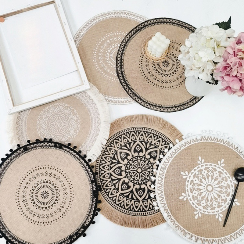 1Pc Jute Placemats Table Decoration Photo Prop Placemat