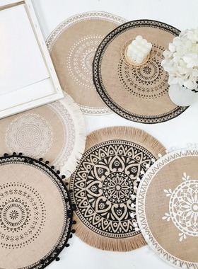 1Pc Jute Placemats Table Decoration Photo Prop Placemat
