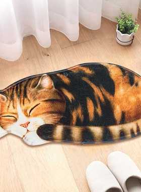 Creative Big 3D Print Sleeping Cat Doormats Hallway Doorway