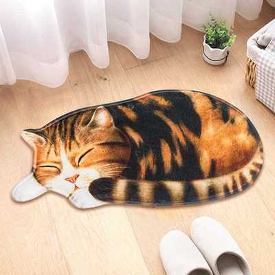 Creative Big 3D Print Sleeping Cat Doormats Hallway Doorway