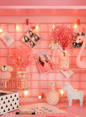 INS grid photo wall network red girl room layout photo