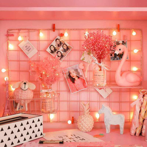 INS grid photo wall network red girl room layout photo