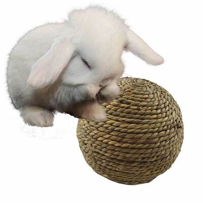 Small Pet Chew Toys Natural Grass Ball Rabbit Hamster Chewin