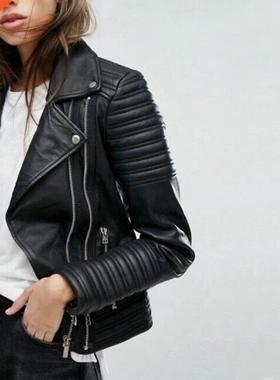 Fashion women's autumn winter motorcycle faux leathe