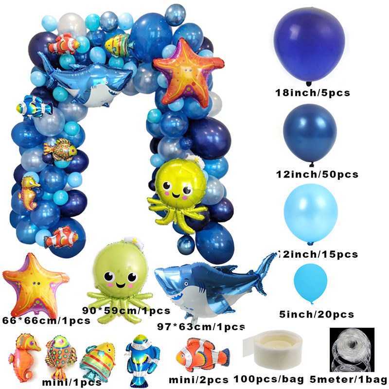 101pcs Ocean world Theme Under The Sea animal Dark Blue ball
