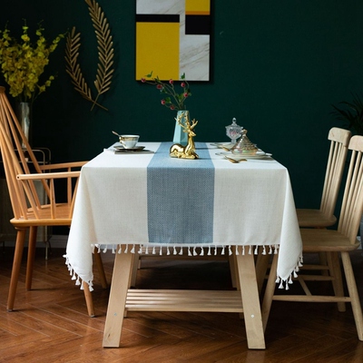 Cotton Linen Fabric Tablecloth Rustic Farmhouse Kitchen