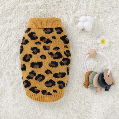 Winter Warm Pet Clothing for Small Dogs Sweater Leopard