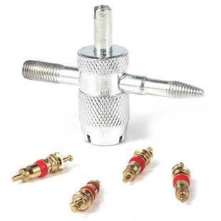 Car Bike Tire Accessory + 4 Valve Stem Core 4 Way Tyre Valve