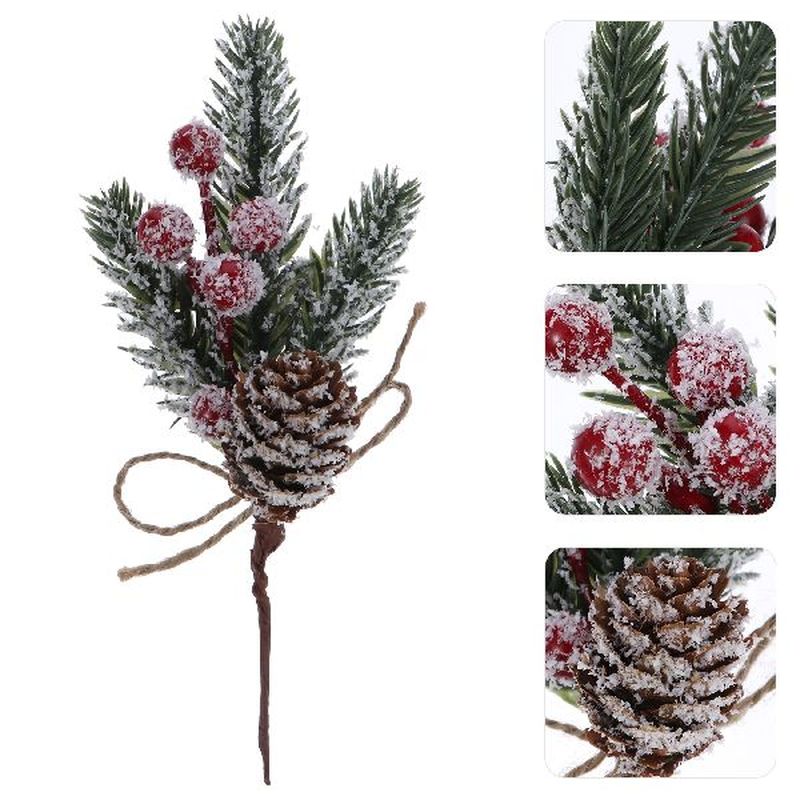 Picks Pinebranches Berry Flower Stem Berries Diy Christmas