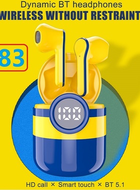 P83 TWS Cartoon Wireless Earbuds Minion Earphone bluetooth-c