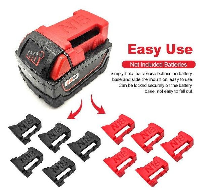 5Pcs Battery Mounts Storage Holder Rack Slots For Milwaukee