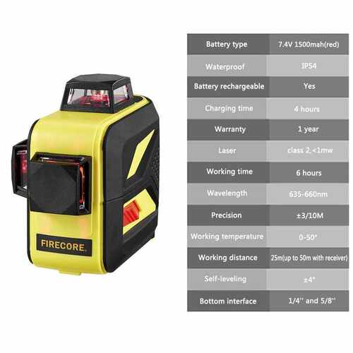 FIRECORE F93T-XR 12Lines 3D Laser Level LR6/Lithium Battery