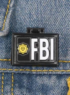 QIHE JEWELRY X Files Pins FBI Fox Mulder ID Card Brooches E