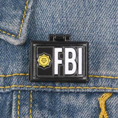 QIHE JEWELRY X Files Pins FBI Fox Mulder ID Card Brooches E