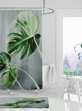 Shower Curtain Waterproof Tropical-Rainforest Cactus Polyest