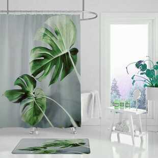 Shower Curtain Waterproof Tropical-Rainforest Cactus Polyest