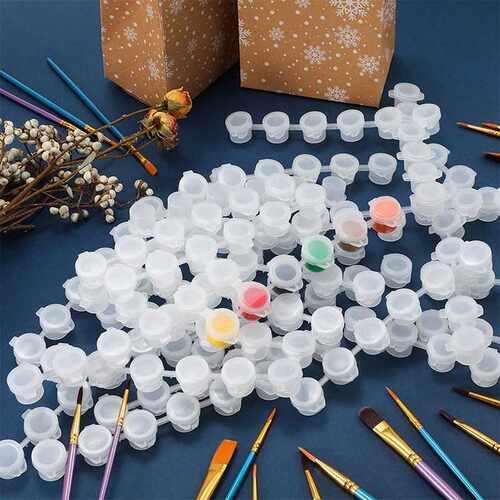 50 Strips Empty Paint Strips Paint Cup Pots Clear Storage Pa