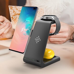 3 In 1 QI Wireless Charger Samsung S10 Plus 10W Fast Charge