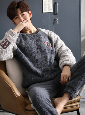 Men Luxury Flannel Pyjamas Sets Winter Super Warm Pijamas Fa