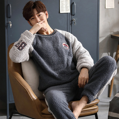 Men Luxury Flannel Pyjamas Sets Winter Super Warm Pijamas Fa