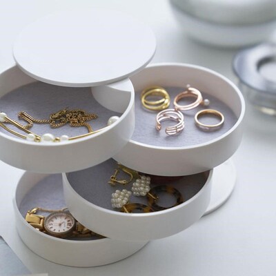 4-Tier Jewelry Organizer Box Tower Rings Earrings Storage Ca