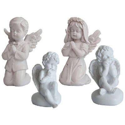 4Pcs Cute Angel Sculpture Resin Garden Statue Praying Angel