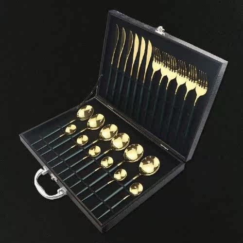 24Pcs Colorful Dinnerware Set Stainless Steel Cutlery Set