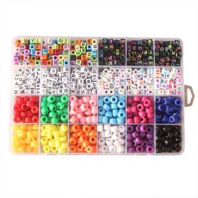 960Pcs 20 Grid Alphabet Letter Pony Beads Cube for DIY Jewel