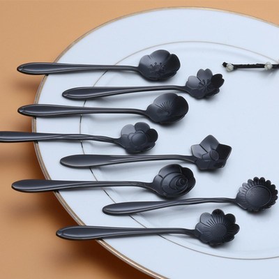 Rose Flower Coffee Mixing Spoon Dessert Scoop Afternoon Tea
