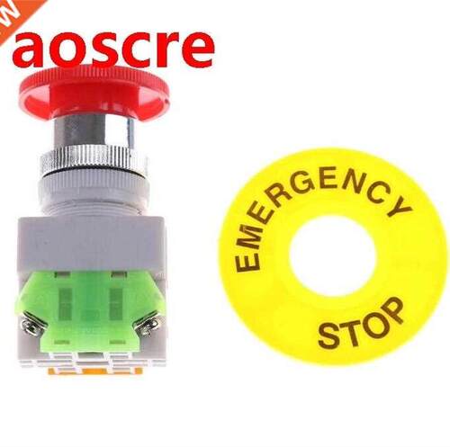1pcs 1NC Red Mushroom Cap DPST Emergency Stop Push Butto