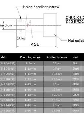 er11 er16 er20 er25 thread tool post c16 c20 c25 1/2 3/8 5/8