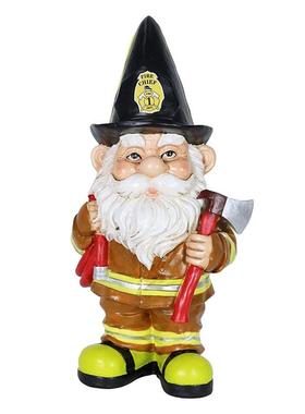 10cm Fireman Gnome Statue Fireman Dwarf Statue Resin