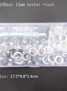 100 Sets 12mm Metal Eyelet With Washer  + Install Tool 3
