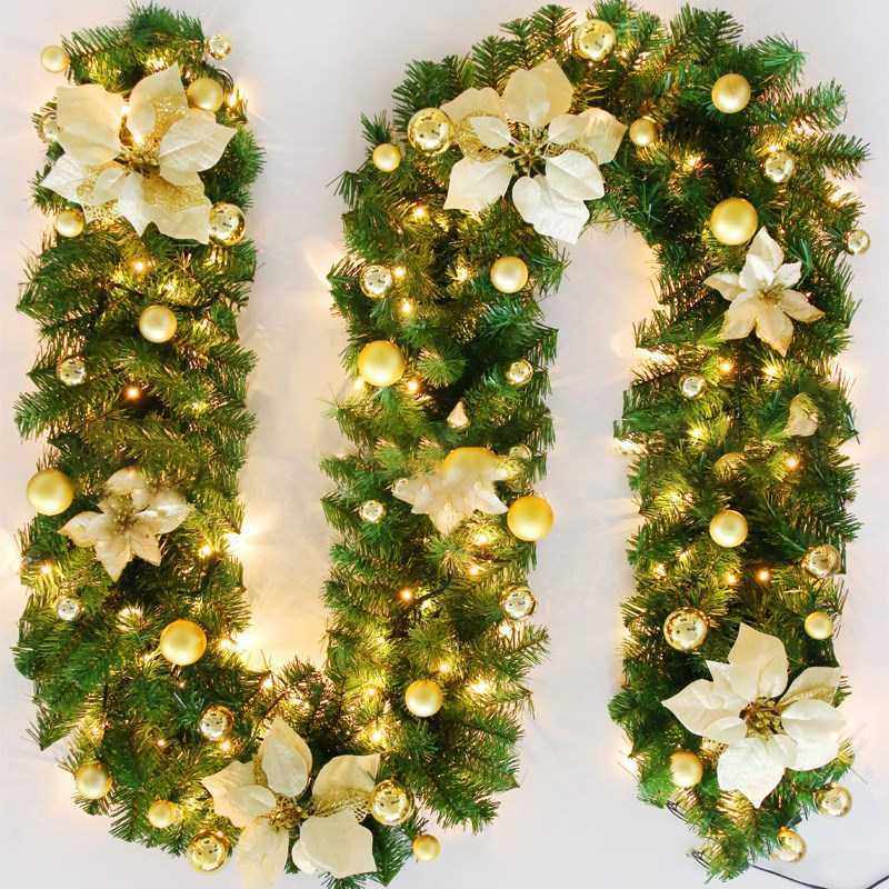 270cm christmas garland christmas rattan with bows and fair