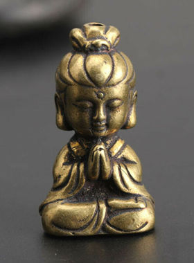 Mini Brass Guanyin Buddha Statue Ornament Homemade