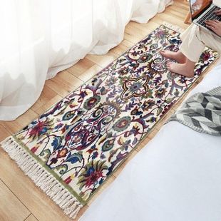 Luxury Cotton Linen Soft Carpet Handmade Tassel Rug Living