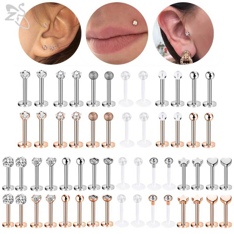 ZS 12 16pcs/lot Stainless Steel Labret Lip Monroe Piercing