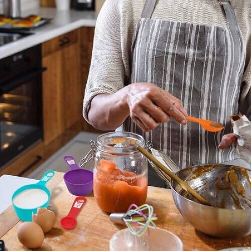 12 Pcs Plastic Measuring Cups and Spoons Set Colored